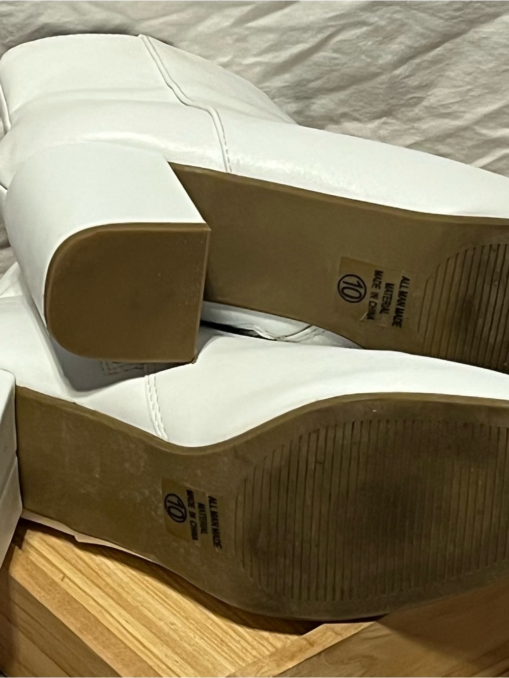 Women's White Ankle Boots - Classic Zip Closure - Picture 3 of 4